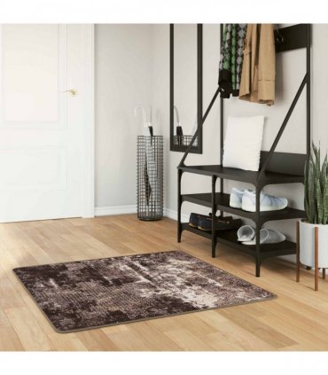 vidaXL Rug Runner MARSA Black 100 x 100 cm Polyester and PVC — Colour: Black and white