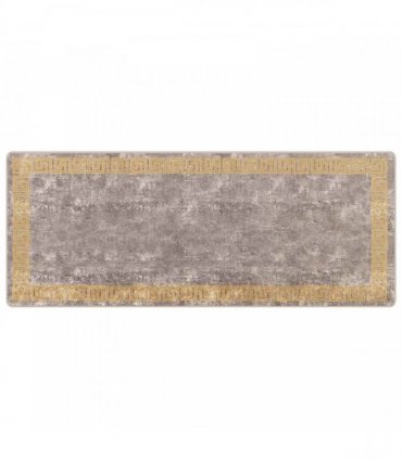 vidaXL Rug Runner MARSA Grey 100 x 250 cm Polyester and PVC — Colour: Grey and gold