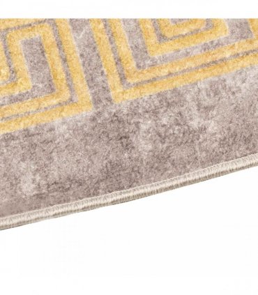 vidaXL Rug Runner MARSA Grey 100 x 250 cm Polyester and PVC — Colour: Grey and gold