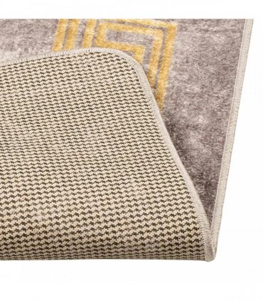 vidaXL Rug Runner MARSA Grey 100 x 250 cm Polyester and PVC — Colour: Grey and gold