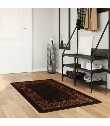 vidaXL Rug Runner MARSA Black 100 x 150 cm Polyester and PVC