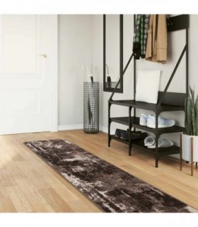 vidaXL Rug Runner MARSA Black 50 x 400 cm Polyester and PVC — Colour: Black and white