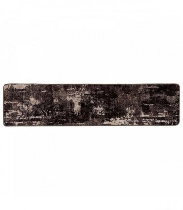 vidaXL Rug Runner MARSA Black 80 x 450 cm Polyester and PVC — Colour: Black and white