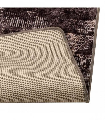 vidaXL Rug Runner MARSA Black 80 x 450 cm Polyester and PVC — Colour: Black and white
