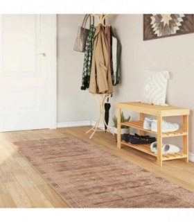 vidaXL Rug Runner MARSA White 80 x 400 cm Polyester and PVC — Colour: Beige and gold