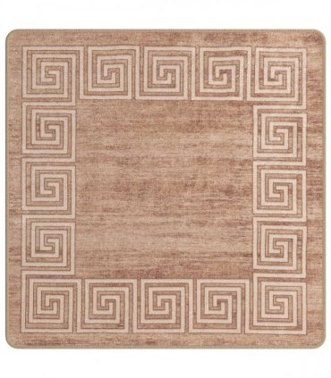 vidaXL Rug Runner MARSA White 100 x 100 cm Polyester and PVC — Colour: Beige and gold