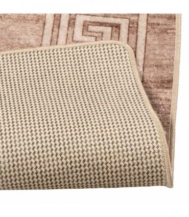 vidaXL Rug Runner MARSA White 100 x 100 cm Polyester and PVC — Colour: Beige and gold