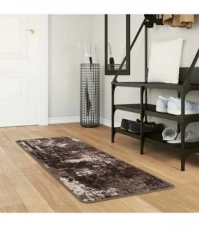 vidaXL Rug Runner MARSA Black 50 x 150 cm Polyester and PVC — Colour: Black and white