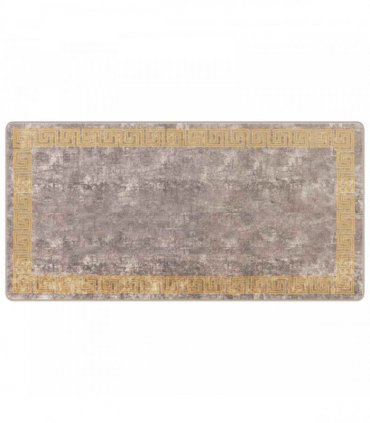 vidaXL Rug Runner MARSA Grey 100 x 200 cm Polyester and PVC — Colour: Grey and gold