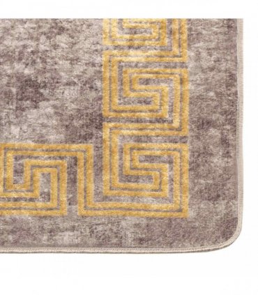 vidaXL Rug Runner MARSA Grey 100 x 200 cm Polyester and PVC — Colour: Grey and gold