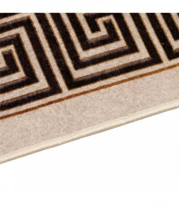 vidaXL Rug Runner MARSA Black 50 x 200 cm Polyester and PVC — Colour: Beige and black
