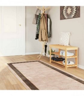 vidaXL Rug Runner MARSA Black 100 x 300 cm Polyester and PVC — Colour: Beige and black