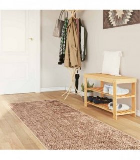 vidaXL Rug Runner MARSA Yellow 80 x 250 cm Polyester and PVC — Colour: Brown