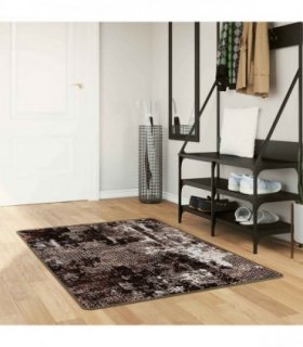 vidaXL Rug Runner MARSA Black 100 x 200 cm Polyester and PVC — Colour: Black and white