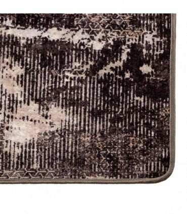 vidaXL Rug Runner MARSA Black 100 x 200 cm Polyester and PVC — Colour: Black and white