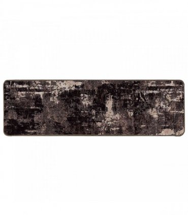 vidaXL Rug Runner MARSA Black 100 x 400 cm Polyester and PVC — Colour: Black and white