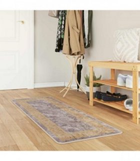 vidaXL Rug Runner MARSA Grey 50 x 100 cm Polyester and PVC — Colour: Grey and gold