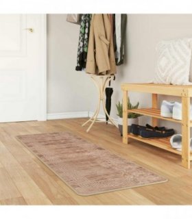 vidaXL Rug Runner MARSA White 50 x 200 cm Polyester and PVC — Colour: Beige and gold