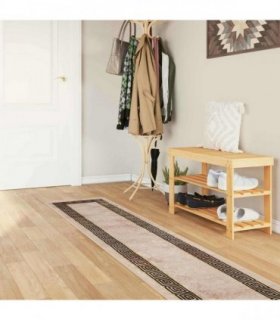 vidaXL Rug Runner MARSA Black 50 x 400 cm Polyester and PVC — Colour: Beige and black
