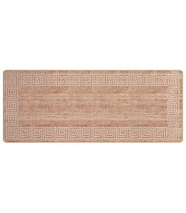 vidaXL Rug Runner MARSA White 100 x 450 cm Polyester and PVC — Colour: Beige and gold