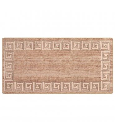 vidaXL Rug Runner MARSA White 100 x 200 cm Polyester and PVC — Colour: Beige and gold
