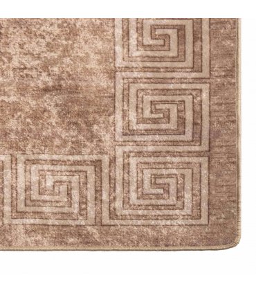 vidaXL Rug Runner MARSA White 100 x 200 cm Polyester and PVC — Colour: Beige and gold