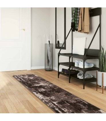 vidaXL Rug Runner MARSA Black 50 x 250 cm Polyester and PVC — Colour: Black and white