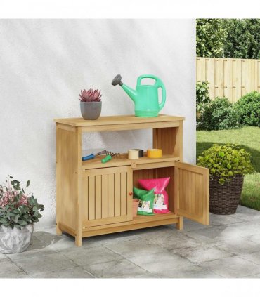 vidaXL Garden Console Table Light Acacia 80 x 35 x 75 cm