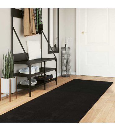 vidaXL Medium Pile Soft and Washable Rug HUARTE Black 1000 x 80 cm — Size: 80 x 1000 cm