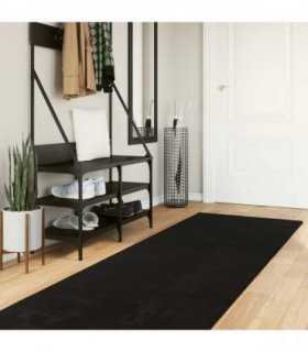 vidaXL Medium Pile Soft and Washable Rug HUARTE Black 300 x 80 cm — Size: 80 x 300 cm