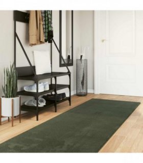 vidaXL Medium Pile Soft and Washable Rug HUARTE Forest green Polyester — Size: 80 x 1000 cm