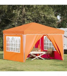 vidaXL Pop-up Party Tent 288 x 288 x 245 cm Orange Oxford Fabric — Model: with 4 sidewalls