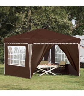 vidaXL Pop-up Party Tent 288 x 288 x 245 cm Brown Oxford Fabric — Model: with 4 sidewalls