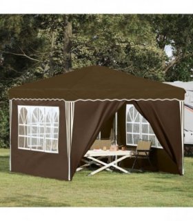 vidaXL Pop-up Party Tent 288 x 288 x 245 cm Taupe Oxford Fabric — Model: with 4 sidewalls