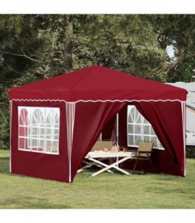 vidaXL Pop-up Party Tent 288 x 288 x 245 cm Burgundy Oxford Fabric — Model: with 4 sidewalls