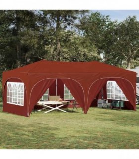 vidaXL Pop-up Party Tent 575 x 288 x 245 cm Terracotta Oxford Fabric — Model: with 6 sidewalls