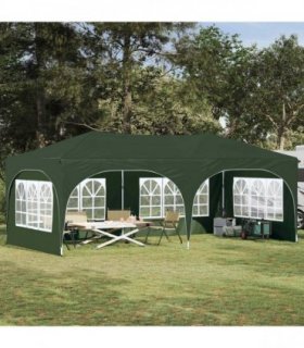 vidaXL Pop-up Party Tent 575 x 288 x 245 cm Green Oxford Fabric — Model: with 4 sidewalls