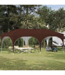 vidaXL Pop-up Party Tent 575 x 288 x 245 cm Brown Oxford Fabric — Model: without sidewall