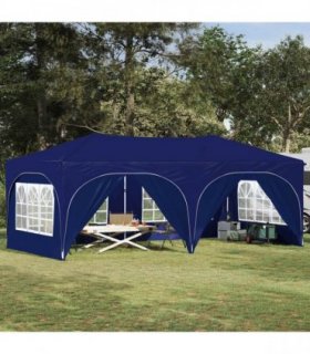 vidaXL Pop-up Party Tent 575 x 288 x 245 cm Blue Oxford Fabric — Model: with 6 sidewalls