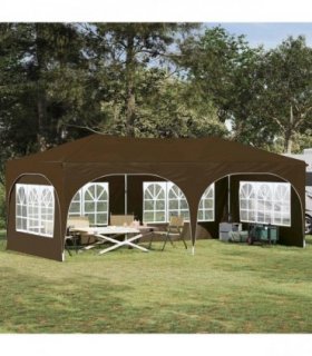 vidaXL Pop-up Party Tent 575 x 288 x 245 cm Taupe Oxford Fabric — Model: with 4 sidewalls