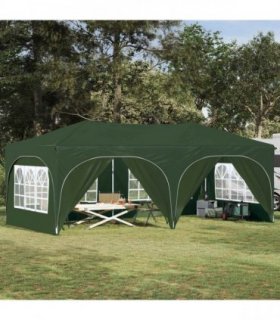 vidaXL Pop-up Party Tent 575 x 288 x 245 cm Green Oxford Fabric — Model: with 6 sidewalls