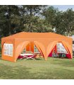 vidaXL Pop-up Party Tent 575 x 288 x 245 cm Orange Oxford Fabric — Model: with 6 sidewalls