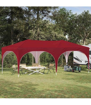 vidaXL Pop-up Party Tent 575 x 288 x 245 cm Burgundy Oxford Fabric — Model: without sidewall