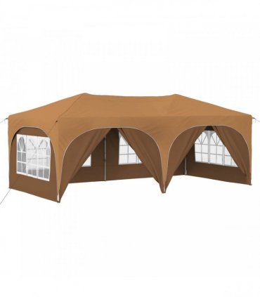 vidaXL Pop-up Party Tent 575 x 288 x 245 cm Beige Oxford Fabric — Model: with 6 sidewalls