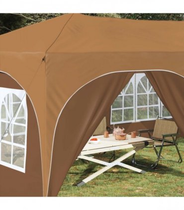 vidaXL Pop-up Party Tent 575 x 288 x 245 cm Beige Oxford Fabric — Model: with 6 sidewalls