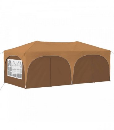 vidaXL Pop-up Party Tent 575 x 288 x 245 cm Beige Oxford Fabric — Model: with 6 sidewalls