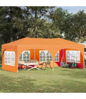 vidaXL Pop-up Party Tent 575 x 288 x 245 cm Orange Oxford Fabric — Model: with 4 sidewalls