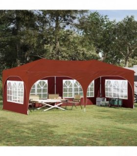 vidaXL Pop-up Party Tent 575 x 288 x 245 cm Terracotta Oxford Fabric — Model: with 4 sidewalls