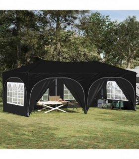 vidaXL Pop-up Party Tent 575 x 288 x 245 cm Black Oxford Fabric — Model: with 6 sidewalls