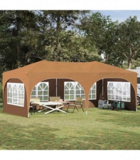 vidaXL Pop-up Party Tent 575 x 288 x 245 cm Beige Oxford Fabric — Model: with 4 sidewalls